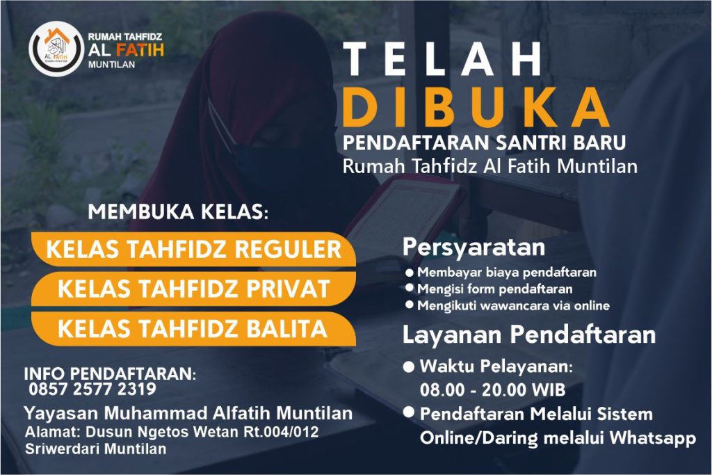 pendaftaran rumah tahfidz al fatih muntilan